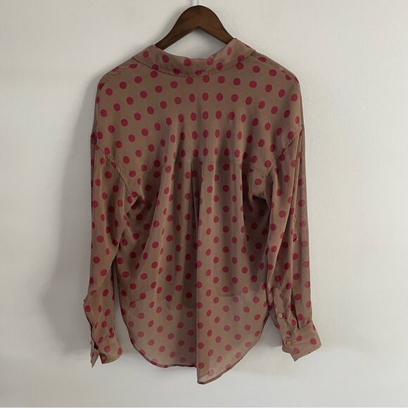Free People | Women’s Easy Rider Copper Brown Button Down Blouse Polka Dot Shirt - Picture 8 of 10